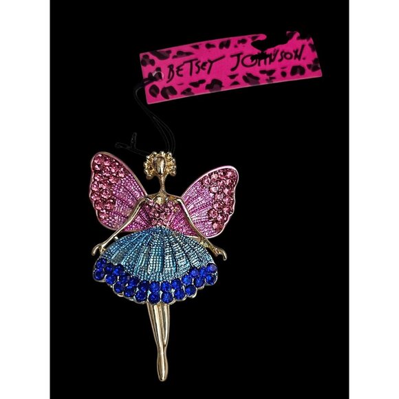 Betsey Johnson Jewelry - BETSEY JOHNSON LOVELY FAIRY BALLET ANGEL CRYSTAL PENDANT NECKLACE/BROOCH